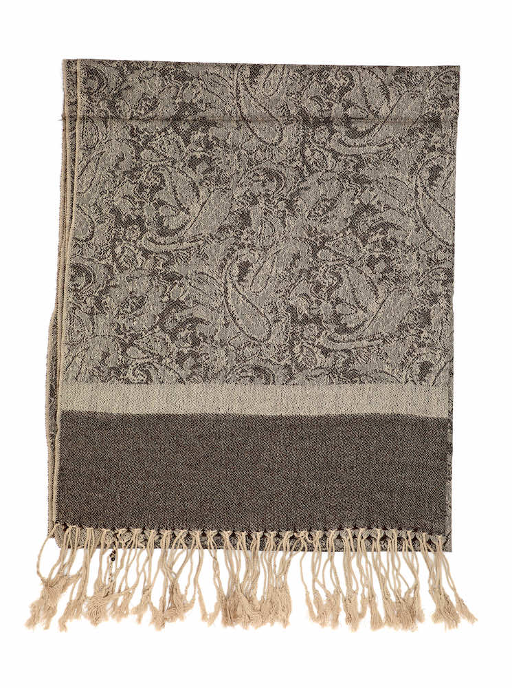 tan brown jacquard pashmina shawl