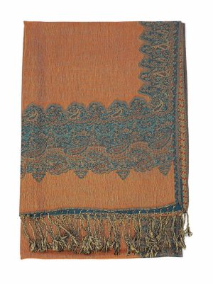teal pashmina border shawl