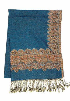 teal pashmina border shawl