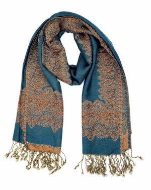 teal pashmina border shawl
