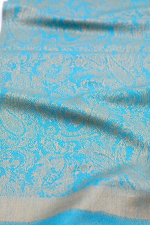 turquoise beige jacquard pashmina fabric