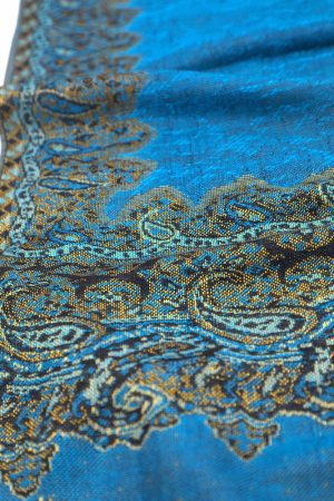 turquoise border pashmina shawl