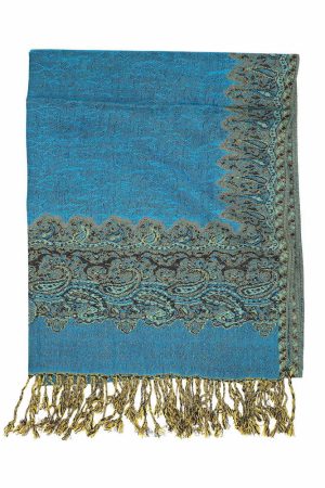 turquoise border pashmina shawl