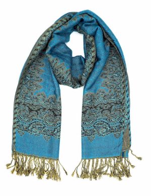 turquoise border pashmina shawl