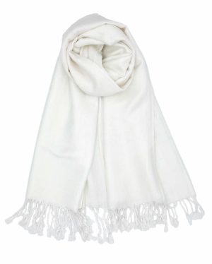 white jacquard pashmina shawl