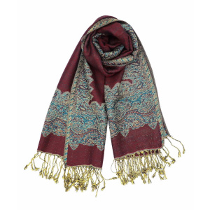 wine pashmina border shawl
