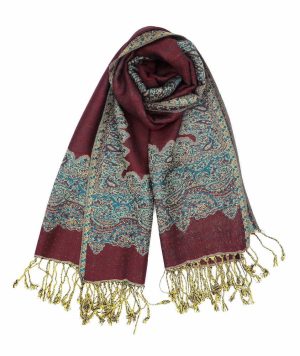 wine pashmina border shawl