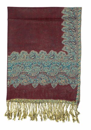 wine pashmina border shawl