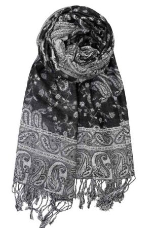 black white reversible paisley pashmina