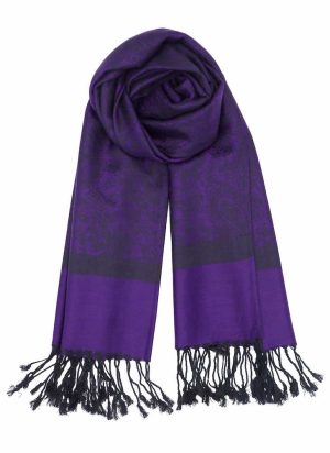 indigo purple Jacquard pashmina scarf