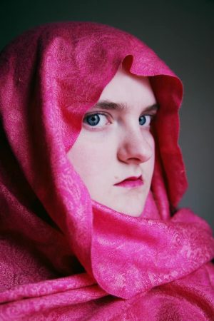 paisley jacquard pashmina as head wrap