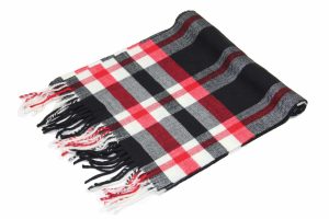 black red white checked cashmere scarf flat image