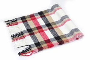 Cashmere feel checked scarf white image 2