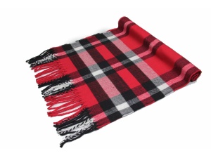 Cashmere feel checked scarf red black white image 2