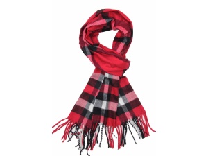 Cashmere feel checked scarf red black white main image