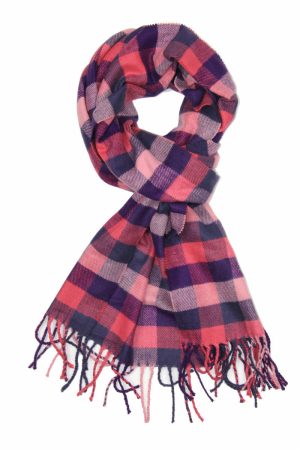cashmere feel checked scarf pink main image