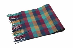 burgundy teal cashmere check scarf 2