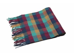 burgundy teal cashmere check scarf 2