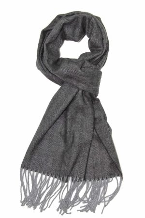 dark grey herringbone cashmere scarf 1