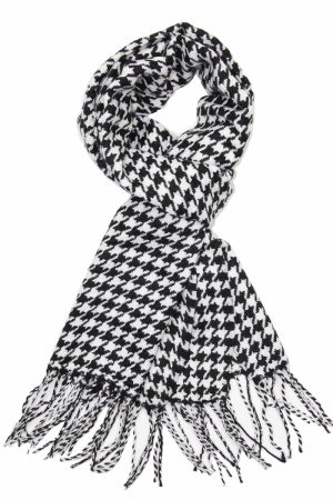 black white houndstooth cashmere feel scarf 1