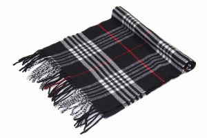 black cashmere feel plaid scarf 2
