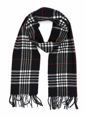 black cashmere plaid scarf
