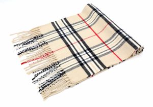 beige cashmere plaid scarf