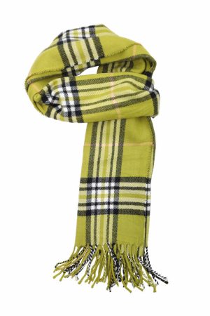 olive green cashmere feel plaid scarf 1