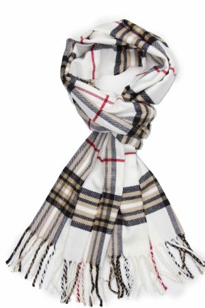 ivory cashmere feel plaid scarf 1