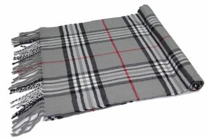 grey cashmere feel plaid scarf 2