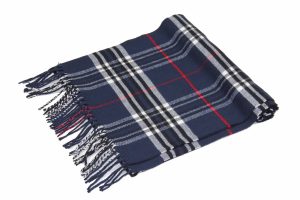 navy cashmere feel plaid scarf 2