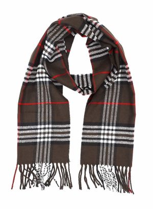 brown cashmere plaid scarf