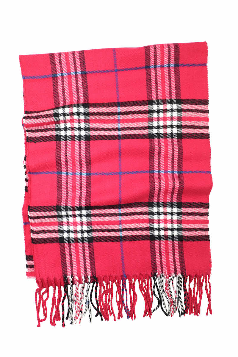 Berry Cashmere Feel Plaid Scarf US Wholesale Scarves