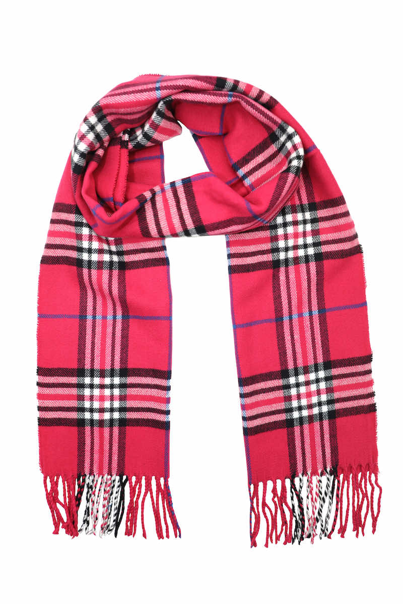 Berry Cashmere Feel Plaid Scarf US Wholesale Scarves