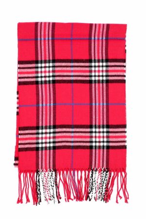 berry plaid cashmere scarf