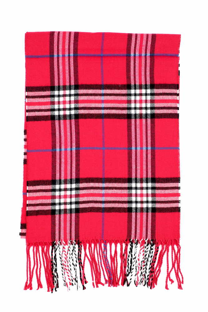 berry plaid cashmere scarf