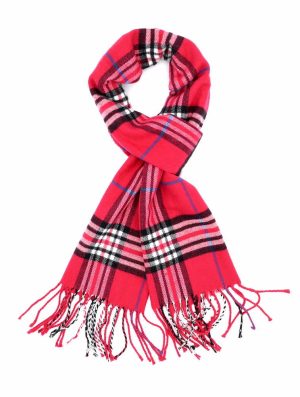 berry plaid cashmere scarf