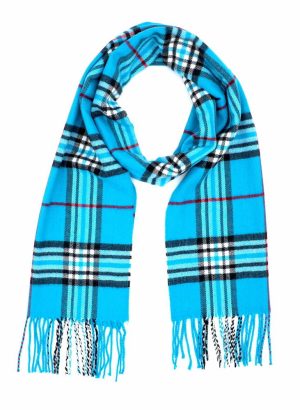 turquoise blue plaid scarf