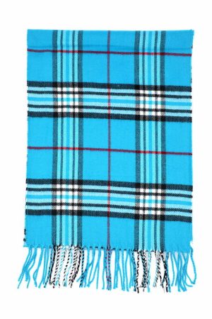 turquoise blue plaid scarf