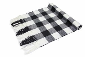 Black White Buffalo cashmere check scarf 1