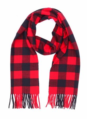 black red buffalo cashmere scottish check scarf