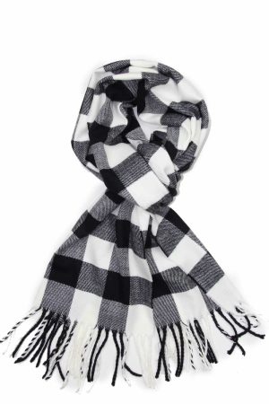 Black White Buffalo cashmere check scarf