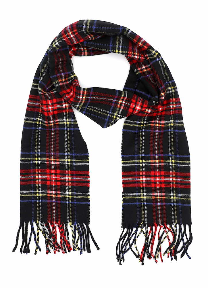 black tartan cashmere scarf