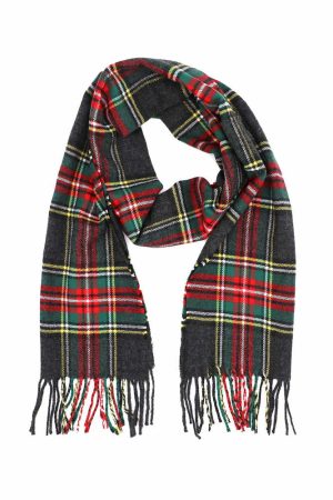 Stewart black tartan scarf