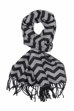black chevron cashmere plaid scarf 1