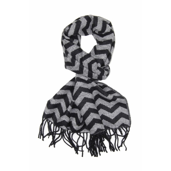 black chevron cashmere plaid scarf 1