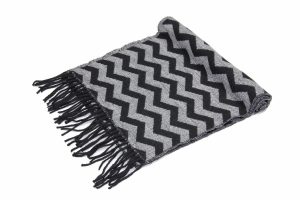 black chevron cashmere plaid scarf