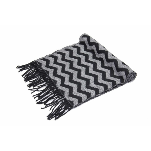 black chevron cashmere plaid scarf