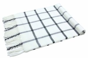 ivory windowpane cashmere check scarf