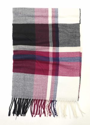 wine multi cashmere check scarf